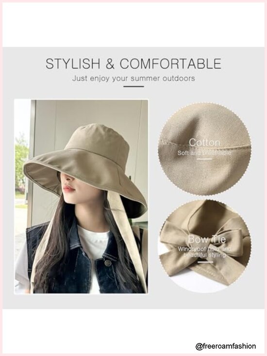 UPF 50+ Cotton Bucket Hat with Chin Strap, Foldable, Adjustable Sun Hat main image 4